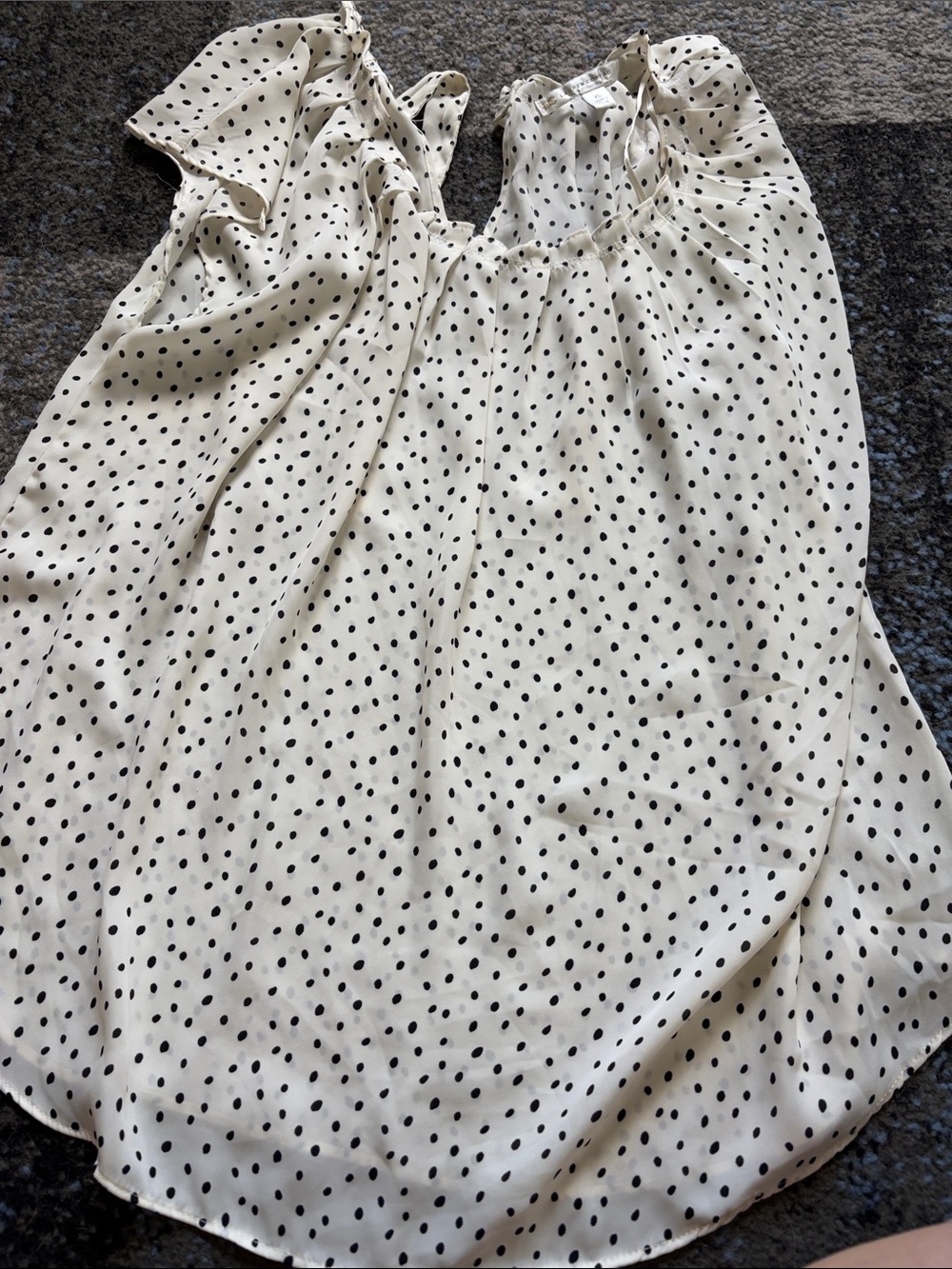 LC Lauren Conrad Cream Polka Dot Short Sleeve Top